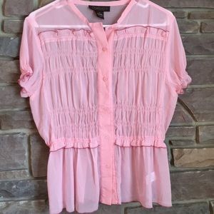 Chadwick’s sheer pink top